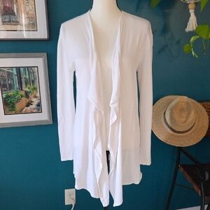 White Open Front Cardigan